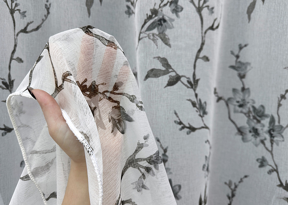 Тюль VR-Textil 1863т Flora Батист Білий з чорним 300х270 см (42-0825) Київ - фото 4