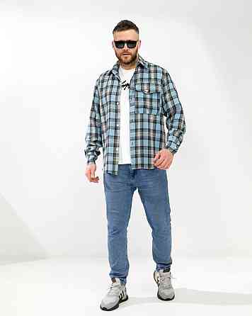 Чоловіча повсякденна картата сорочка турецький котон фланель Джинс, 54/56 Одеса