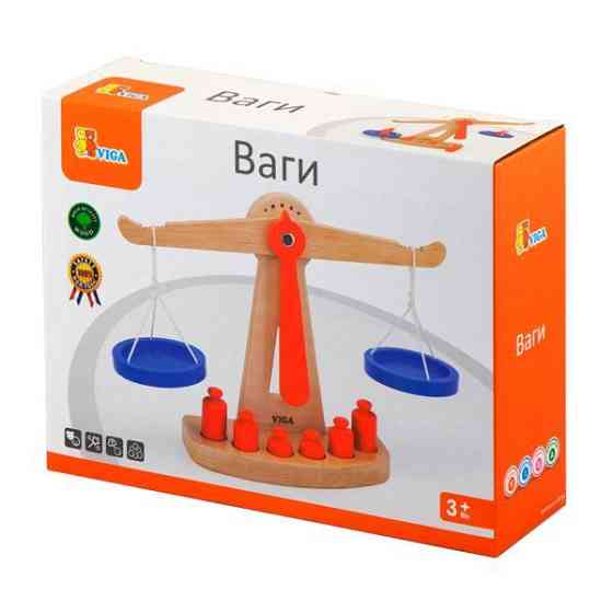 Деревянные учебные весы Viga Toys с гирями (50660) Харьков