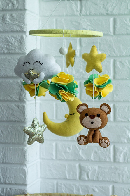 Дитячий музичний мобіль на ліжечко для немовлят WooolyWool «Ведмежатко» з 35 мелодіями Київ - фото 3