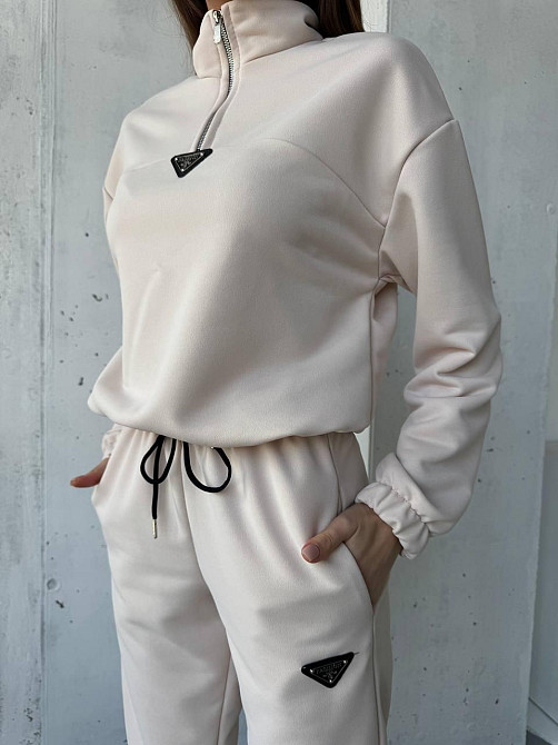 Жіночий повсякденний костюм-двійка: кофта та штани двохнитка-петля Беж, 42 Одеса - фото 5