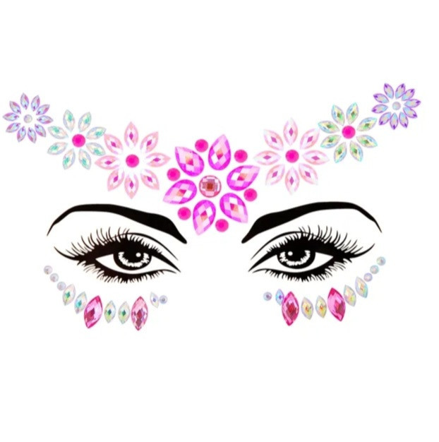 Наклейки стрази на обличчя із квіточками one size різнобарвний Київ - фото 1