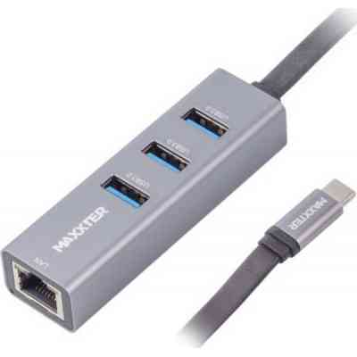 Концентратор Maxxter Type-C to Gigabit Ethernet, 3 Ports USB 3.0 (NECH-3P-02) Вінниця
