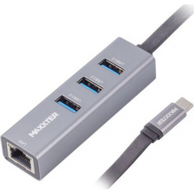 Концентратор Maxxter Type-C to Gigabit Ethernet, 3 Ports USB 3.0 (NECH-3P-02) Вінниця - фото 1
