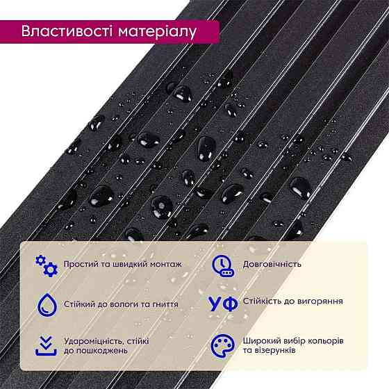 Рейка декоративная WPC стеновая 3000х150х9мм Антрацит SW-00001869 Киев