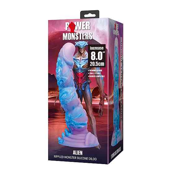 Фаллоимитатор силиконовый Power Monsters Alien на присоске, фиолетовый, 20,5 см Sex Aura Киев