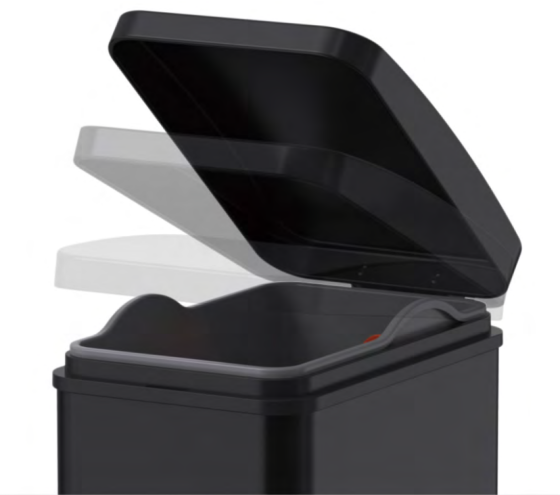 Відро для сміття з плавним закриттям прямокутне Koer TC-010108-05 8 л колір чорний (KR5593) Київ
