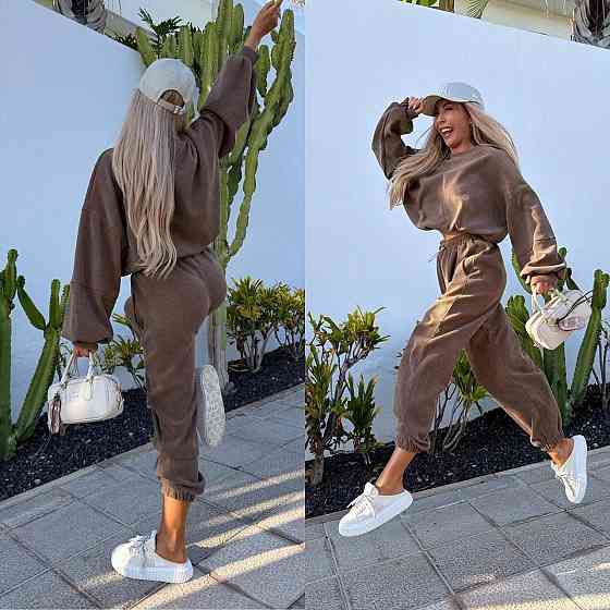 Женский стильный повседневный костюм двойка качественный турецкий вельвет Шоколад, 46/48 Одесса