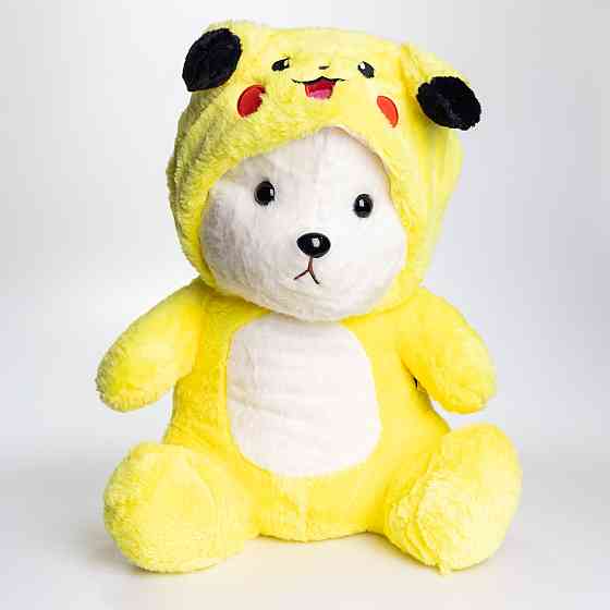 Мягкая игрушка-плед,подушка 3 в 1 Мишка Тедди в костюме Пикачу плед в игрушке 40×35×15 (см) детский плед игрушка Желтый 520-2Y SBR Киев