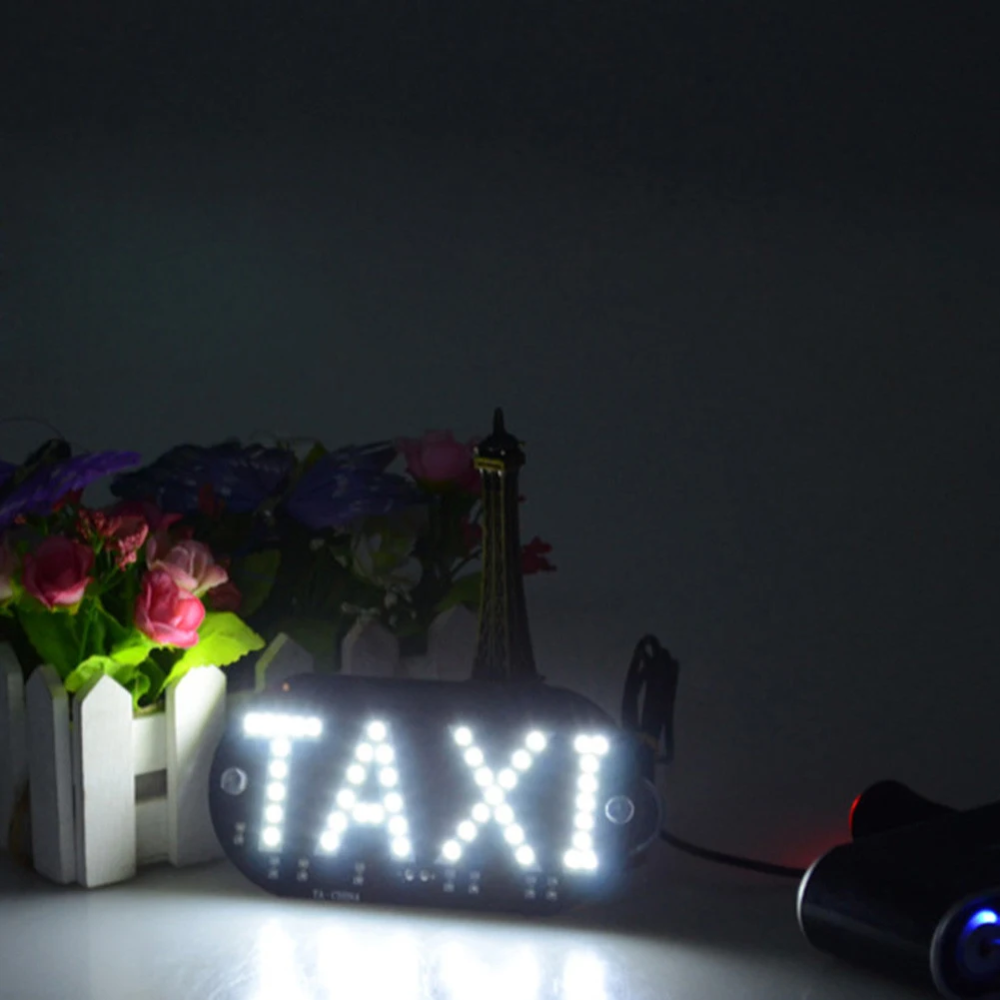 Автомобільне LED табло Таксі TAXI 12В біле з присосками для скла та підключенням до бортової мережі авто Київ - фото 6