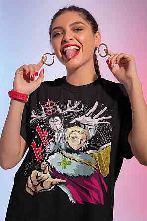 Футболка з аніме принтом Чорна конюшина оверсайз (S/M/L) Чорний AnimeJ0271 Дніпро