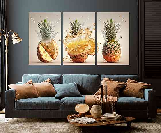 Модульная картина в гостиную / спальню  Ананас     ART-129_3A Киев