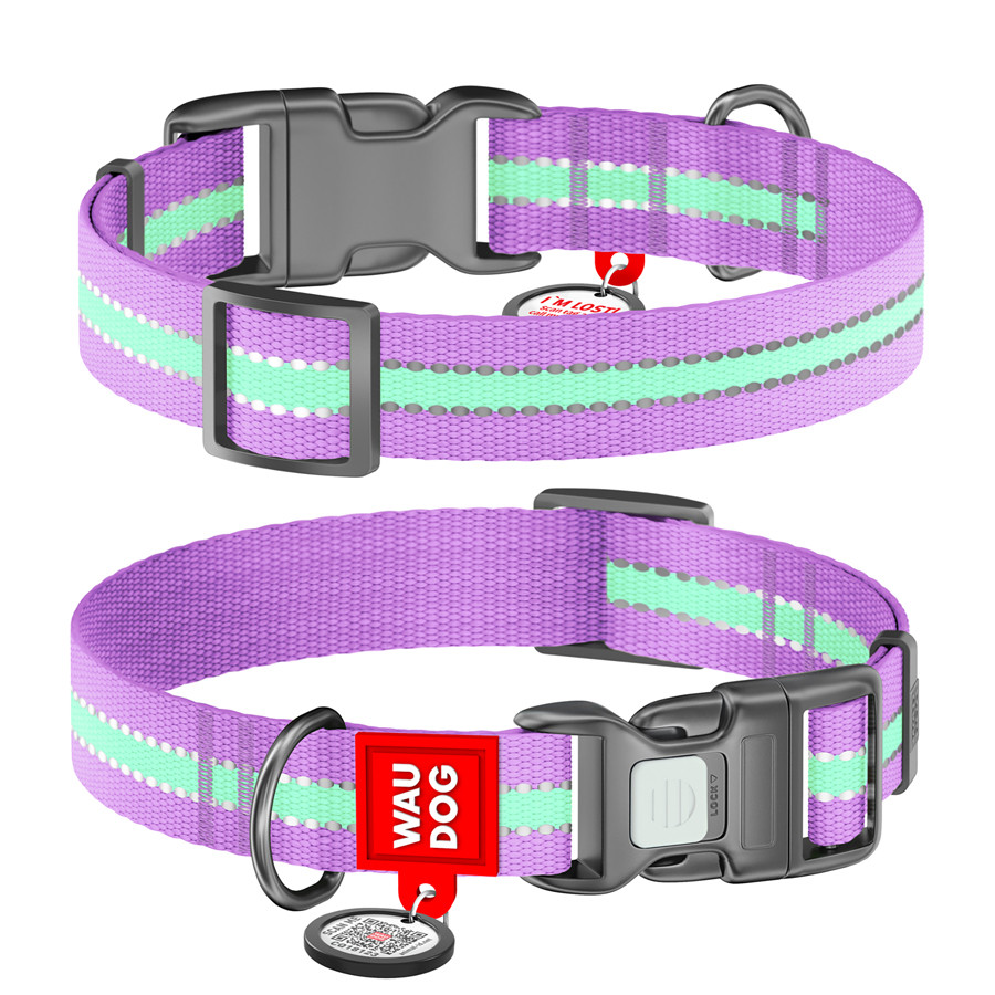 Нашийник для собак нейлоновий WAUDOG Nylon з QR паспортом, світлонакопичувальний/світловідбивни Коломия - фото 2