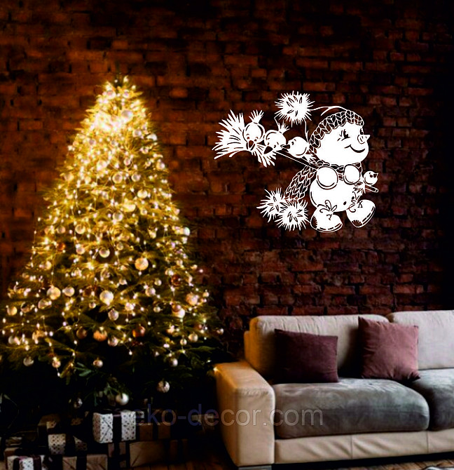 Декоративное настенное Панно «Снеговик», Декор на стену 90*76 см Киев - изображение 2