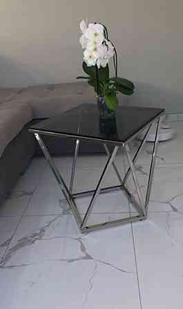 Журнальний столик SILVER B димчасте скло/срібло 50X50 Днепр