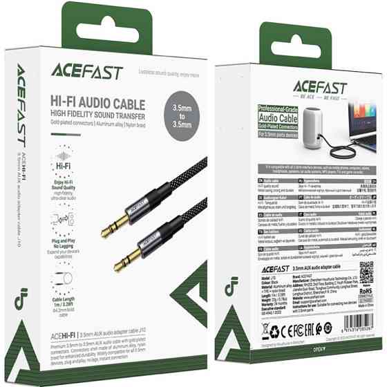 Кабель AUX Audio TRS M/M 1,0 м J10 Black Acefast Вінниця