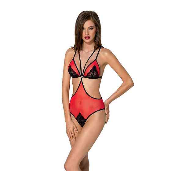 Напівпрозоре боді з мереживом Passion PEONIA BODY L/XL red Sex Aura Київ