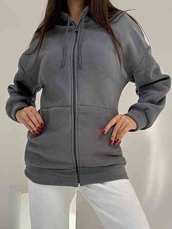 Жіноча тепла флісова кофта на змійці щільний двосторонній фліс Графіт, 42/44 Одеса