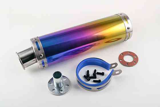 Глушник (тюнінг) 300*90mm, креп. Ø48 mm (неіржавка, веселка, прямоток, 8) Мукачево
