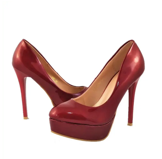 Жіночі Бордові Туфлі на Каблуку Шпильке Лакові Модельні (розміри: 36,37,38,39) — 152 Дніпро