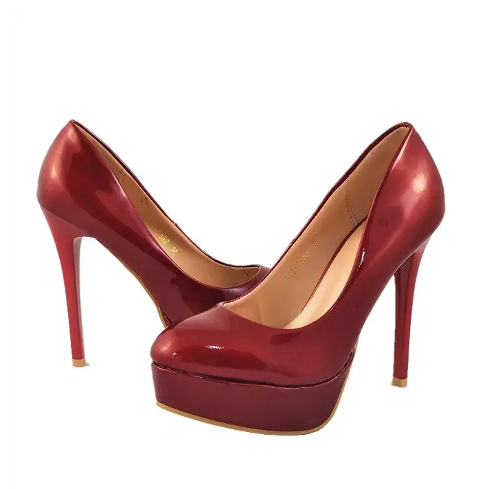 Жіночі Бордові Туфлі на Каблуку Шпильке Лакові Модельні (розміри: 36,37,38,39) — 152 Дніпро - фото 1