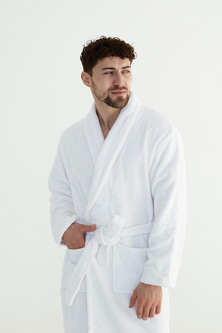 Мужской махровый халат Ideal Textile белый (56860706) S Черновцы - изображение 2