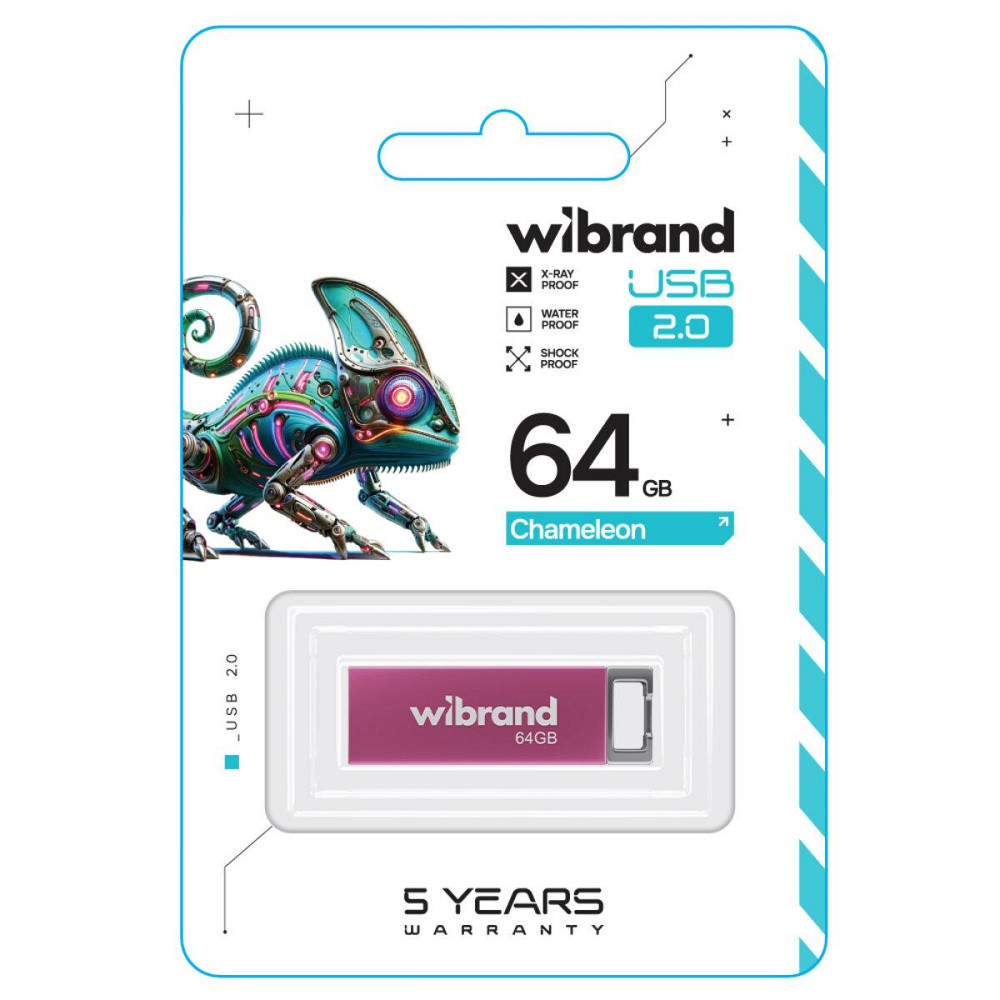 Флешка flash Wibrand USB 2.0 Chameleon 64Gb Pink WI2.0/CH64U6P Одесса - изображение 2