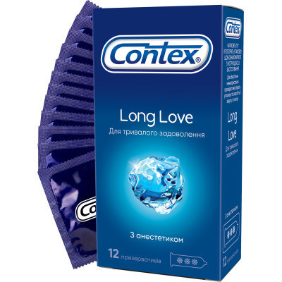 Презервативи Contex Long Love з анестетиком латексні з силікон. змазкою 12 шт. (5060040302545) Вінниця - фото 1