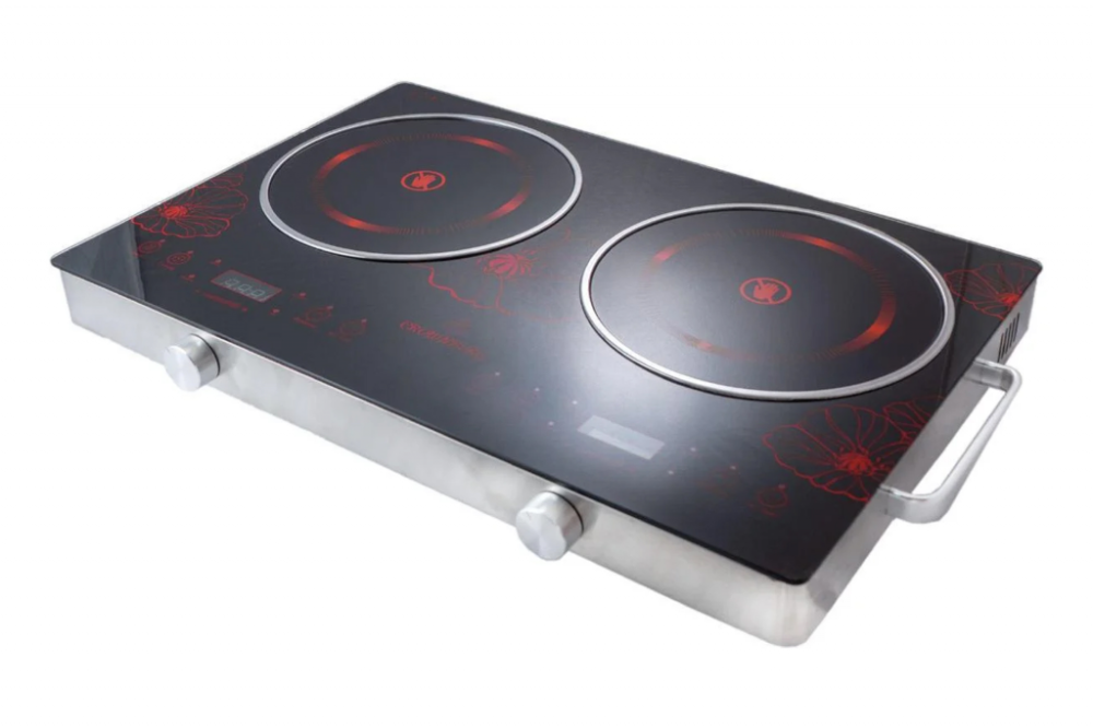 Інфрачервона плита Crownberg CB-1327, 2 конфорки, сенсорне управління, таймер, склокераміка Одеса - фото 1