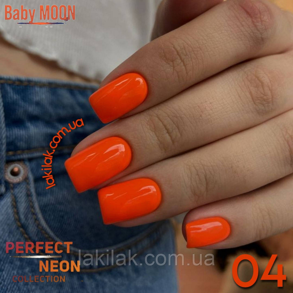 Гель-лак BABY MOON Perfect Neon №04 морквяно-кораловий, 6 мл Херсон - фото 1