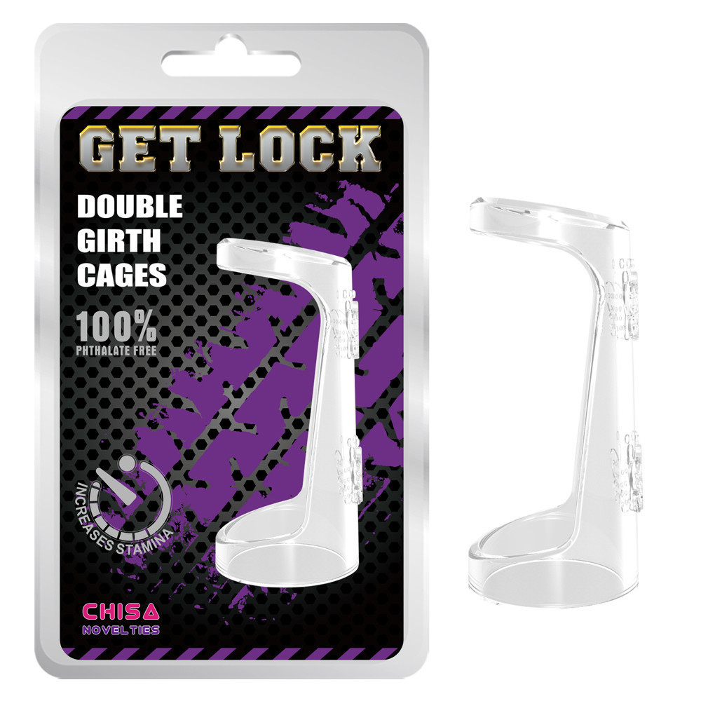 Ерекційне кільце Chisa Get Lock Double Girth Cages з двома кріпленнями, прозоре Sex Aura Київ - фото 1