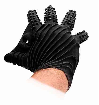Силіконова рукавичка для стимуляції Masturbation Glove Fist It, чорна Sex Aura Київ