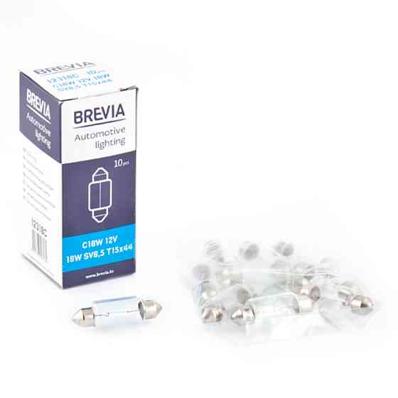 Лампа розжарювання Brevia C18W 12V 18W SV8.5 T15x44 CP, 10шт Київ
