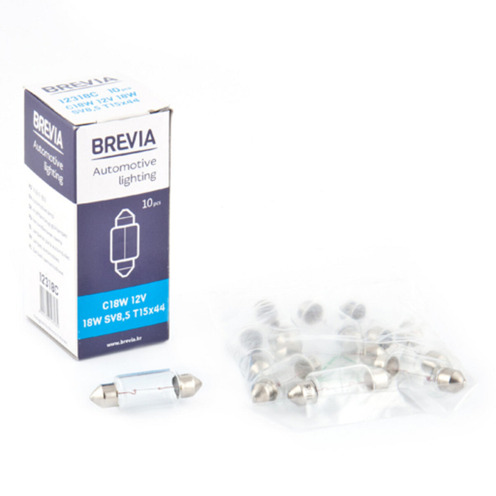 Лампа розжарювання Brevia C18W 12V 18W SV8.5 T15x44 CP, 10шт Киев - изображение 1