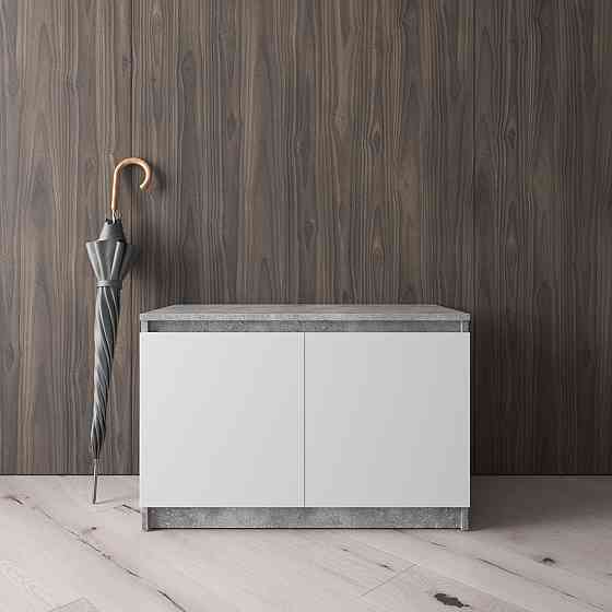 Тумба для взуття VAYS R-20 Бетон-Білий фасад, без ручок, ЛДСП, 80×40×53 см - для передпокою, коридору Львів