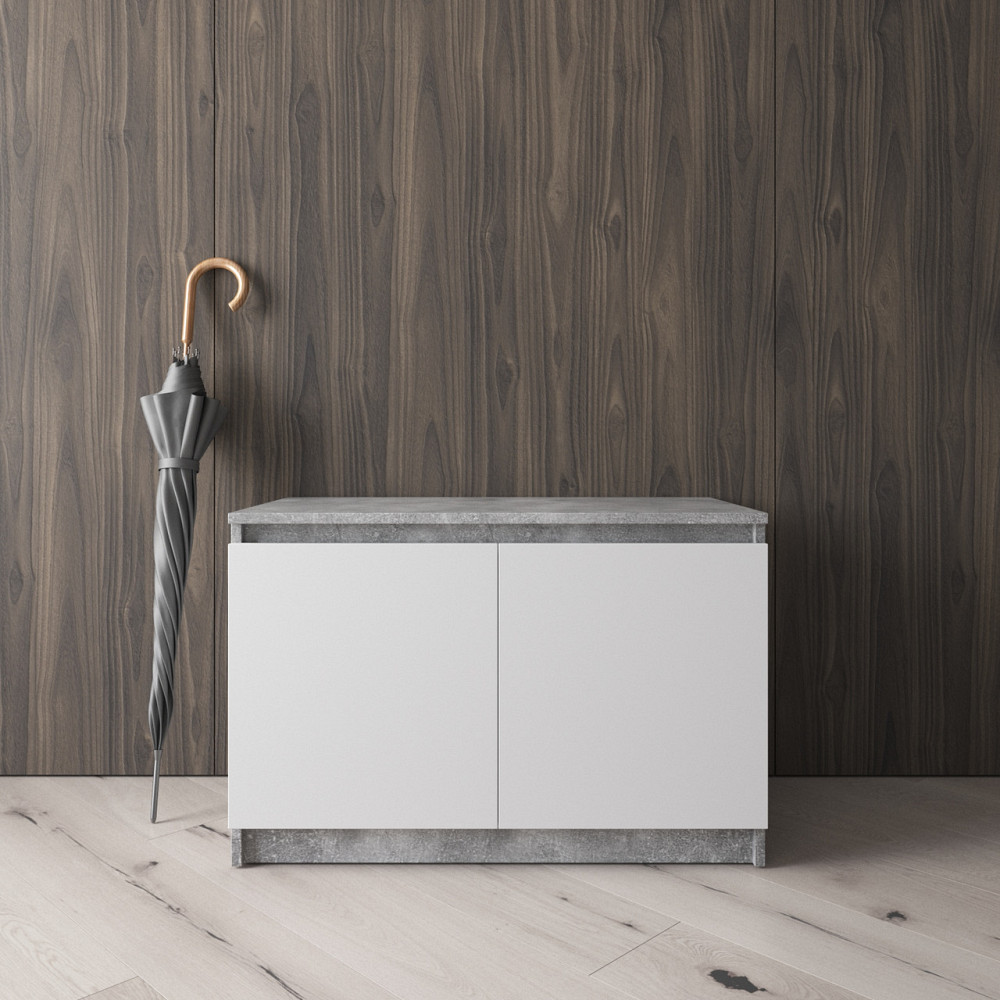 Тумба для взуття VAYS R-20 Бетон-Білий фасад, без ручок, ЛДСП, 80×40×53 см - для передпокою, коридору Львів - фото 1