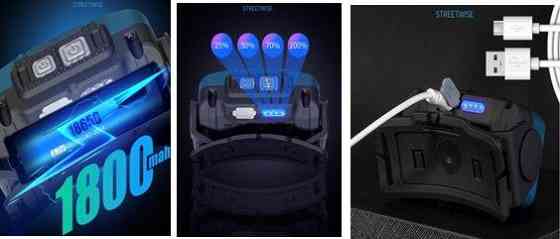 Налобний ліхтар Rablex RB961, жовтий+білий+червоний, 4хCOB, Сенсор, акум, Type-C Дніпро