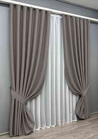 Комплект готовых штор VR-Textil Блэкаут Midnight № 1228ш Серый 200х270 см 2 шт (32-281) Киев