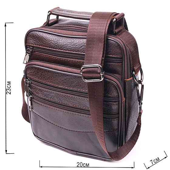 Практичная мужская сумка кожаная 21274 Vintage Коричневая Киев