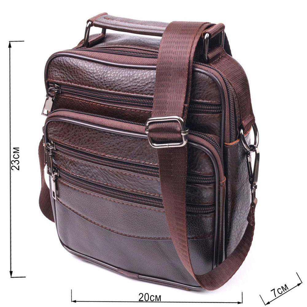 Практичная мужская сумка кожаная 21274 Vintage Коричневая Киев - изображение 3