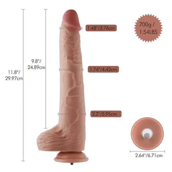 Фалоімітатор 11.8″ з вібрацією для секс-машин Hismith Silicone Dildo with Vibe, KlicLok, пульт ДК Львів