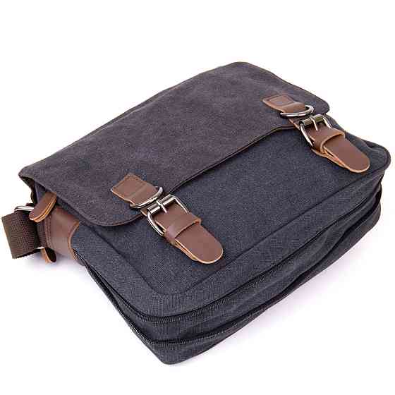 Сумка почтальонка текстильна Vintage 20604 Чорна Київ