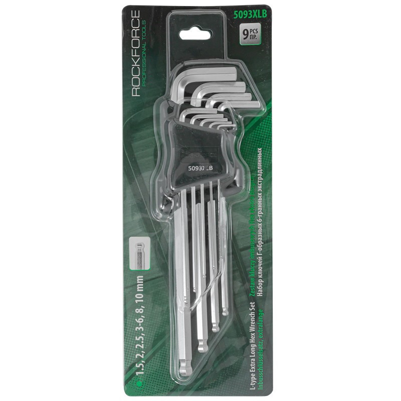 Набір ключів Г-подібних 6-гранних екстра довгих з шаром 9пр. (1.5, 2, 2.5, 3, 4, 5, 6, 8, 10мм)в пла Одеса - фото 2