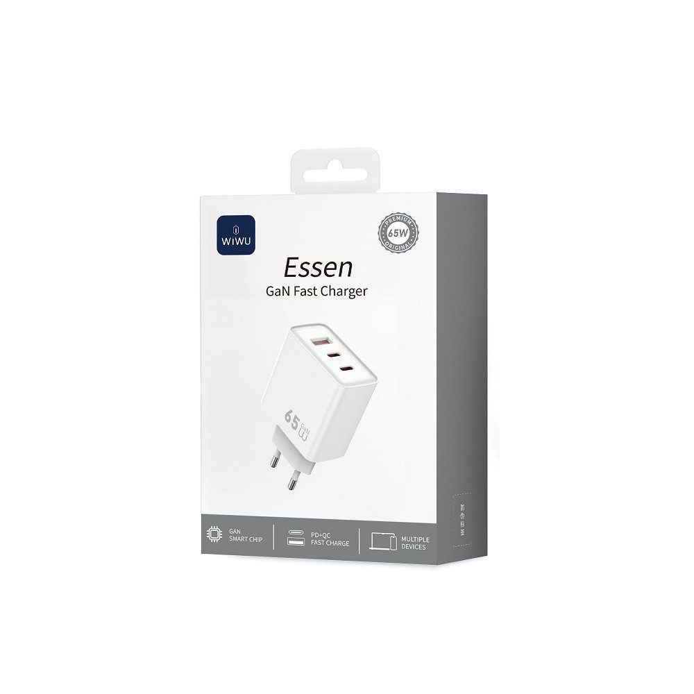 Мережевий зарядний пристрій WIWU 65W Essen GaN Fast Charger 1A+2C Wi-G005 EU White Одеса - фото 2