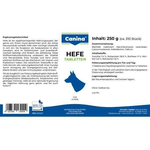 Комплекс витаминов группы Canina Hefe для собак дрожжевые таблетки с энзимами 250 г 310 табл. Киев