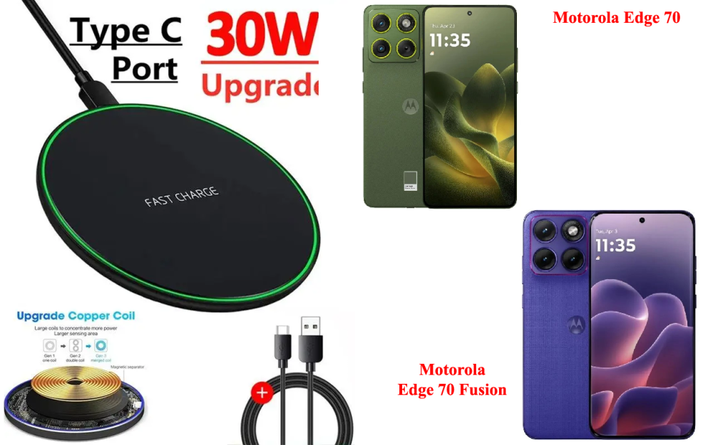 Бездротовий зарядний пристрій Copper до 30W для Motorola Edge 50, Edge 50 Ultra, USB-C, LED Київ - фото 5