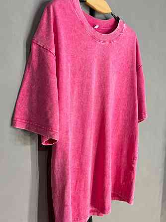 Футболка жіноча A-N 48020 базова оверсайз подовжена вільний крій варена тай дай one size, рожевий, one size Київ