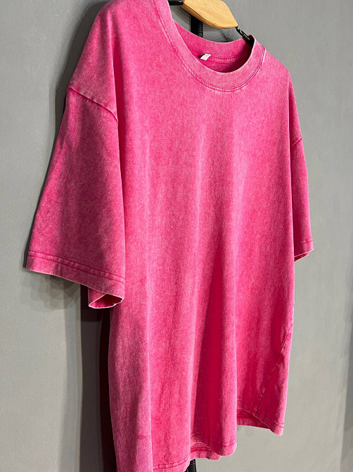 Футболка жіноча A-N 48020 базова оверсайз подовжена вільний крій варена тай дай one size, рожевий, one size Київ - фото 4