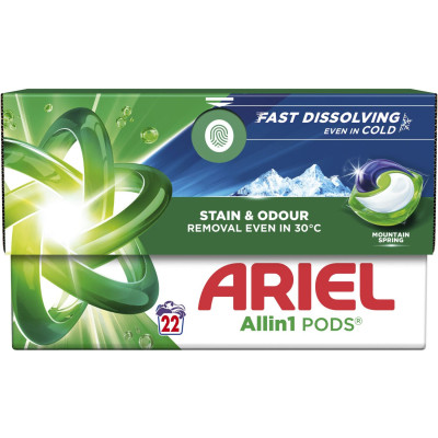 Капсули для прання Ariel Pods All-in-1 Гірське джерело 22 шт. (8700216765466) Вінниця - фото 1
