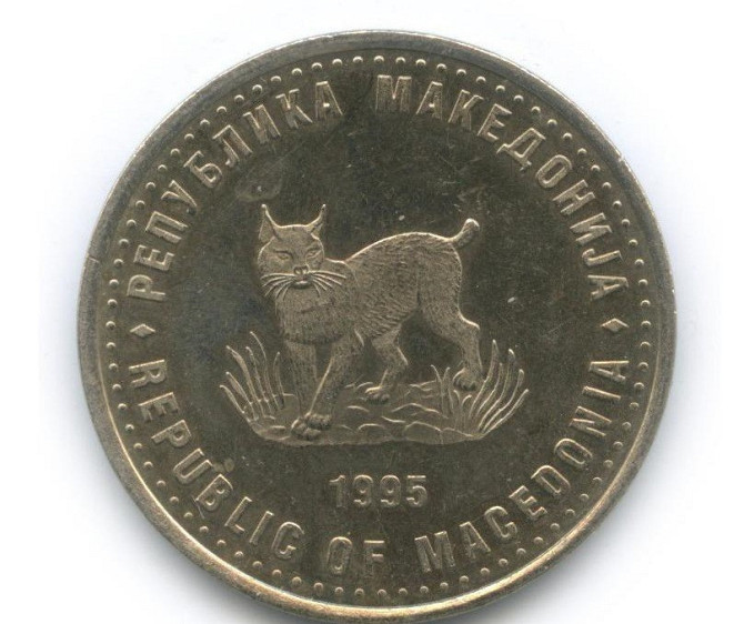 Македонія, 5 denarów 1995 року, рись, ювілейна ФАО Полтава - фото 1